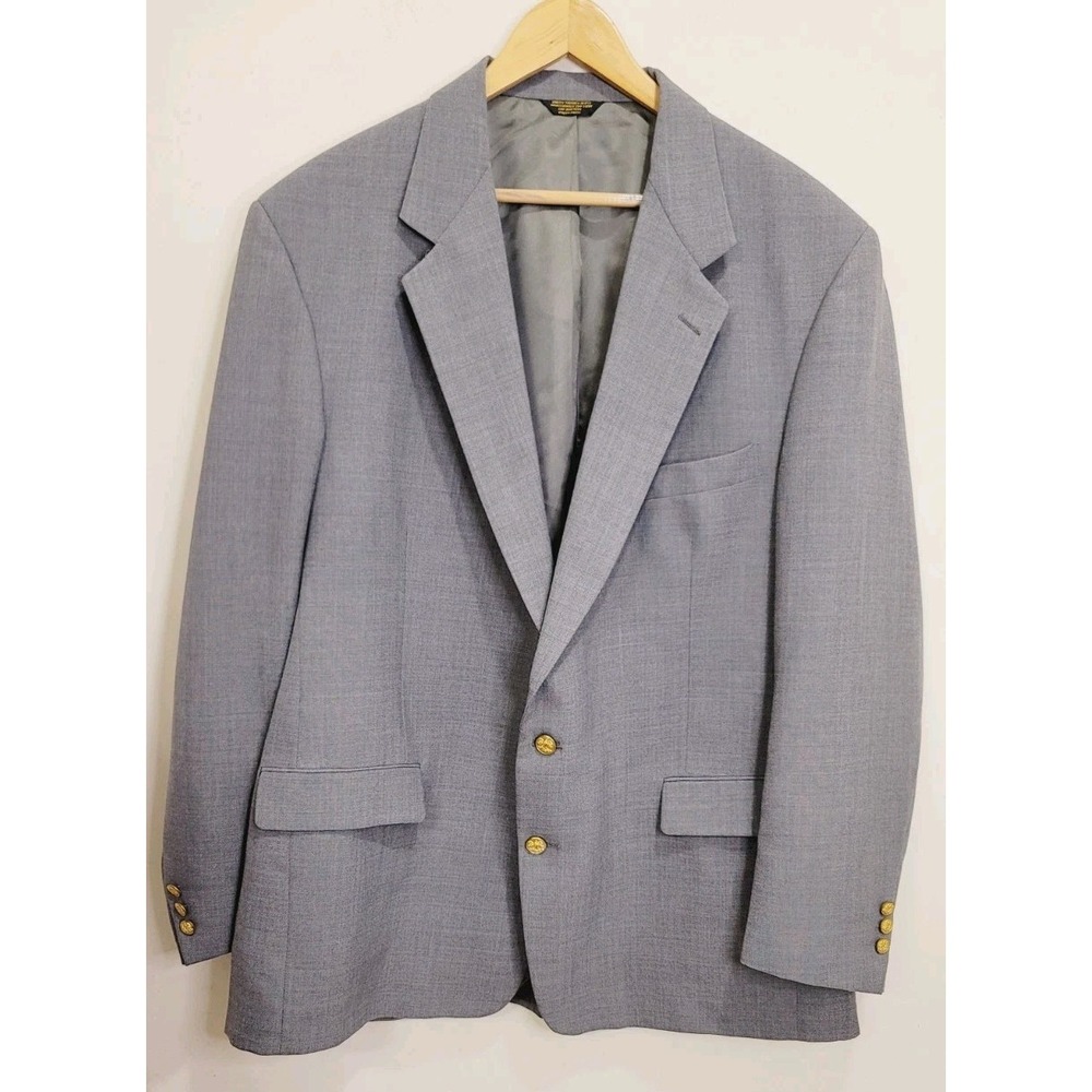 Vtg 80's Palm Beach Gray Tropical Sport Coat Island Jacket Gold Button Blazer 54